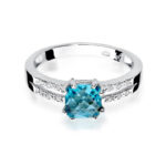 Pierścionek złoty z topazem i diamentami BD-W79B - obrazek 2