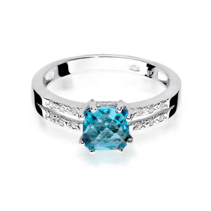 Pierścionek złoty z topazem i diamentami BD-W79B - obrazek 2