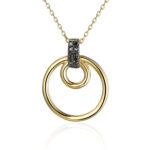 Naszyjnik złoty koło z czarnymi diamentami