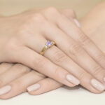 Pierścionek złoty z ametystem i diamentami BD-W14 - obrazek 4