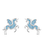 Kolczyki srebrne jednorożce z cyrkoniami
