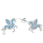 Kolczyki srebrne jednorożce z cyrkoniami - obrazek 2
