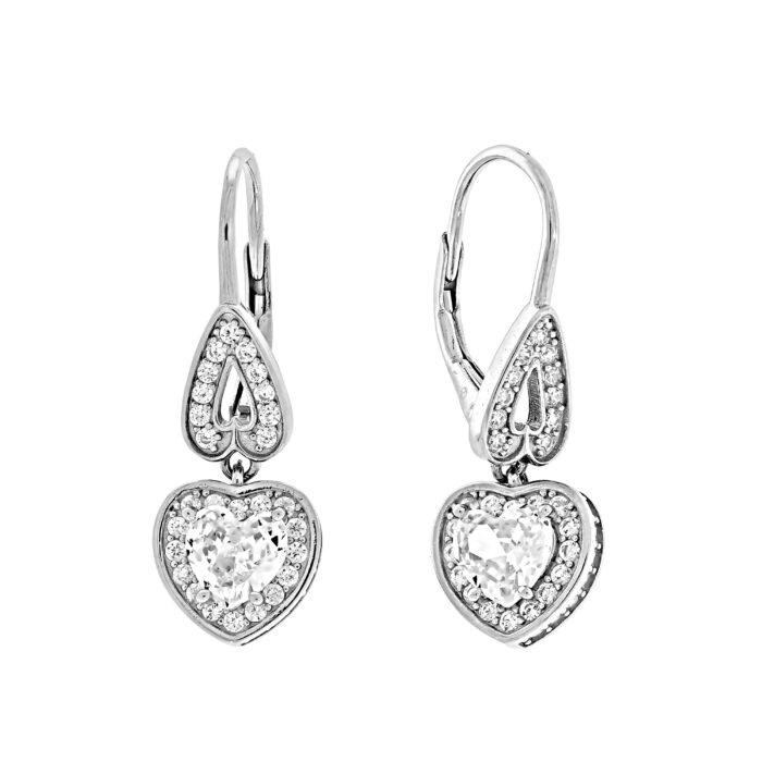 Kolczyki srebrne serca  z cyrkoniami - obrazek 2