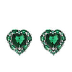 Kolczyki srebrne serca z cyrkoniami w odcieniach zieleni