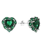 Kolczyki srebrne serca z cyrkoniami w odcieniach zieleni - obrazek 2