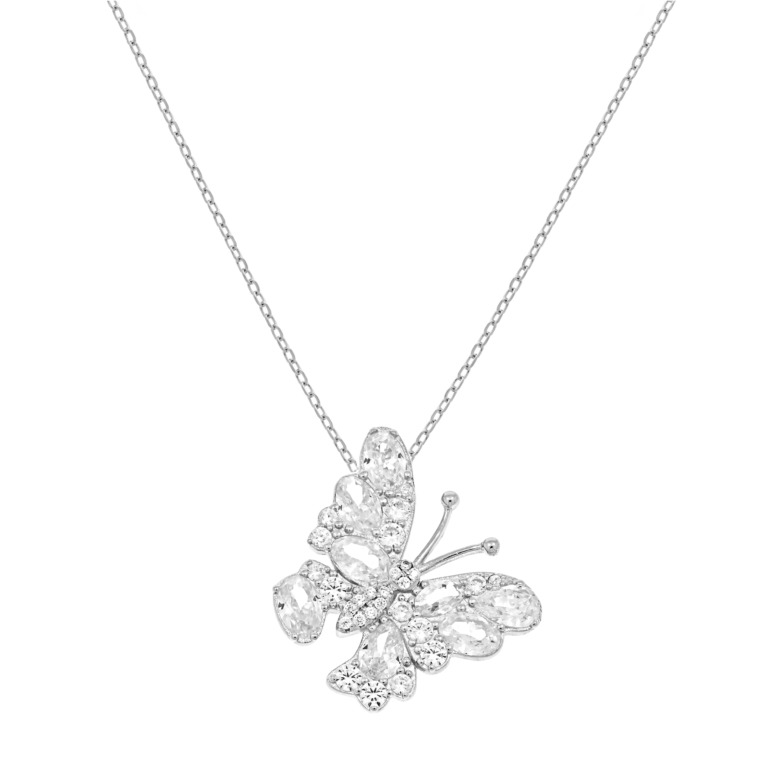 10022643_01 Naszyjnik srebrny motyl z cyrkoniami - obrazek 1