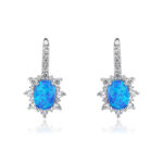 Kolczyki srebrne z opalem i cyrkoniami