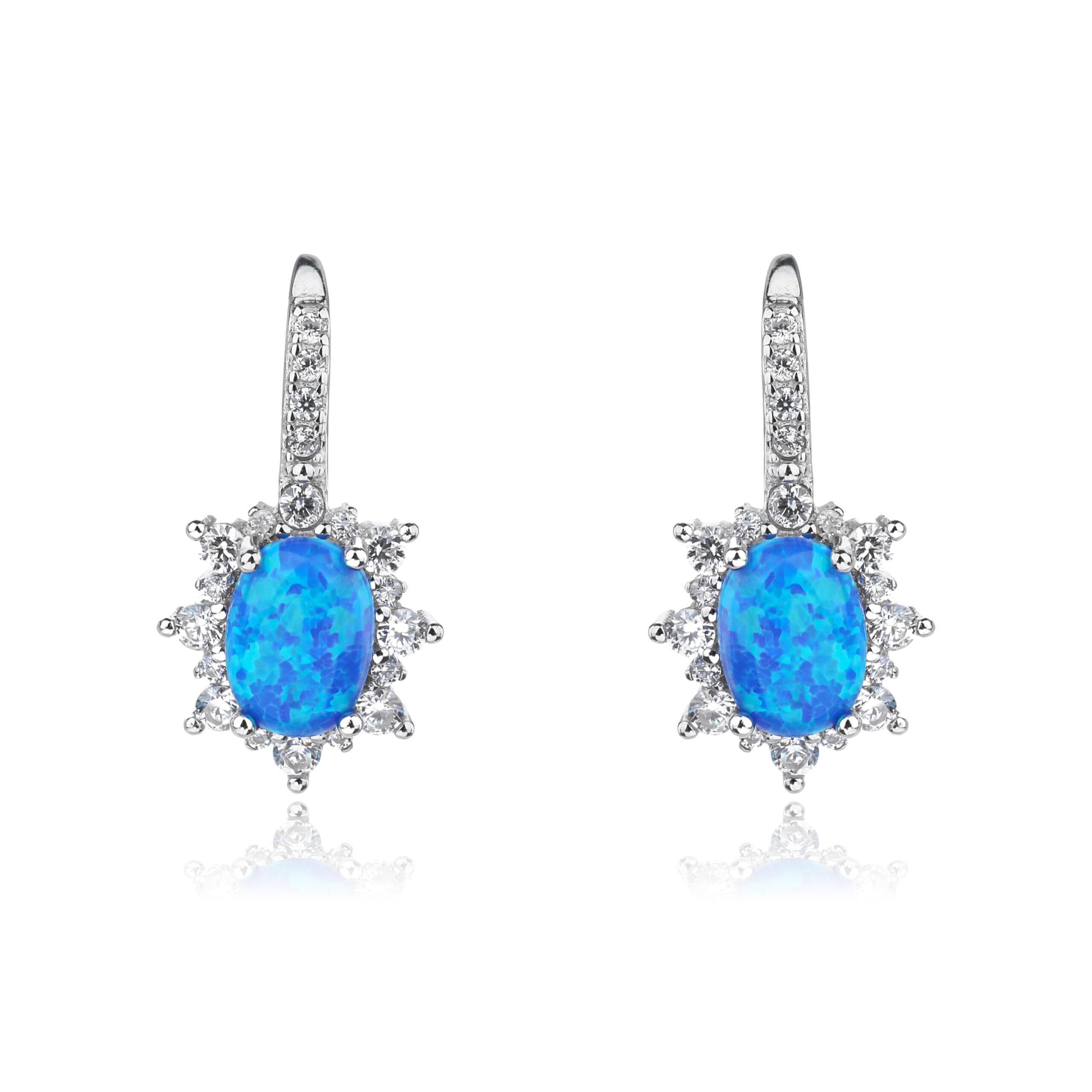 10022868 Kolczyki srebrne z opalem i cyrkoniami - obrazek 1