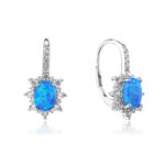 Kolczyki srebrne z opalem i cyrkoniami - obrazek 2