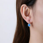 Kolczyki srebrne z opalem i cyrkoniami - obrazek 3