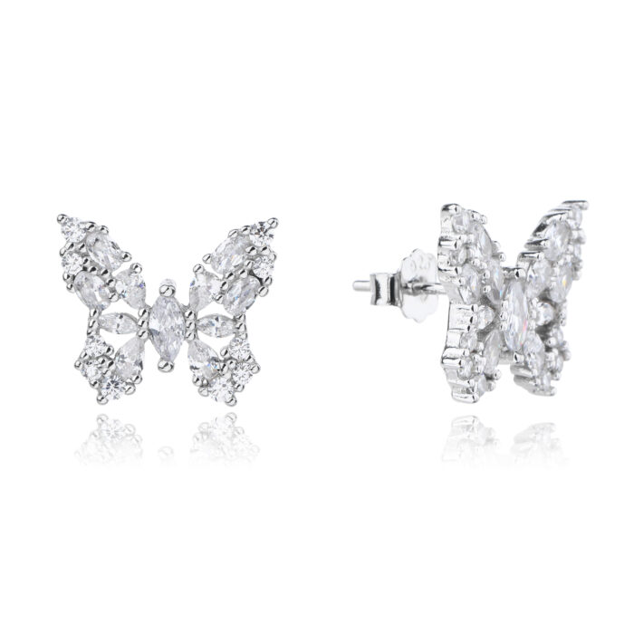 Kolczyki srebrne motylki z cyrkoniami - obrazek 2