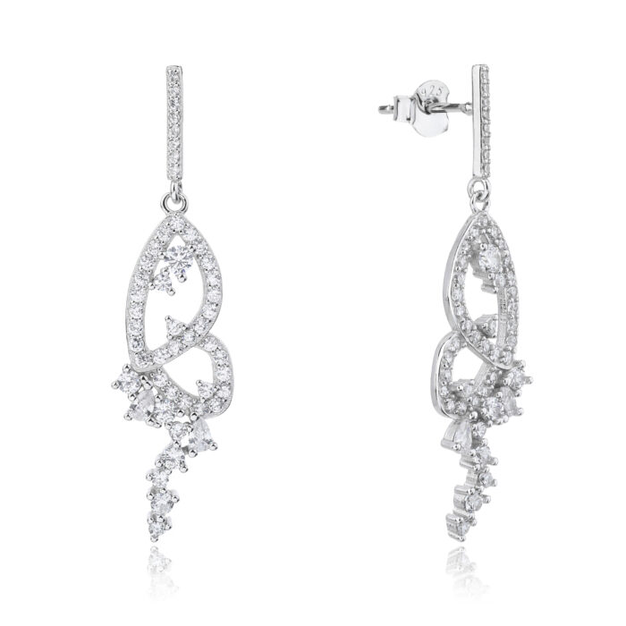 Kolczyki srebrne wiszące z cyrkoniami - obrazek 2