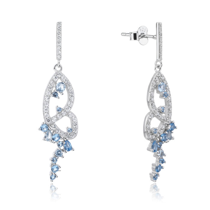 Kolczyki srebrne wiszące z cyrkoniami - obrazek 2