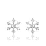 Kolczyki srebrne śnieżynki z cyrkoniami