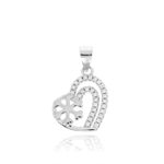 Zawieszka srebrna serduszko z cyrkoniami i śnieżynka