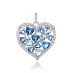 Zawieszka srebrna serduszko z cyrkoniami AQUA