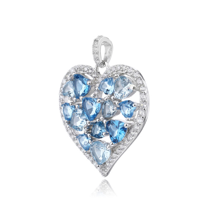 Zawieszka srebrna serduszko z cyrkoniami AQUA - obrazek 2