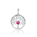 Zawieszka srebrna drzewko szczęścia serduszko z cyrkoniami