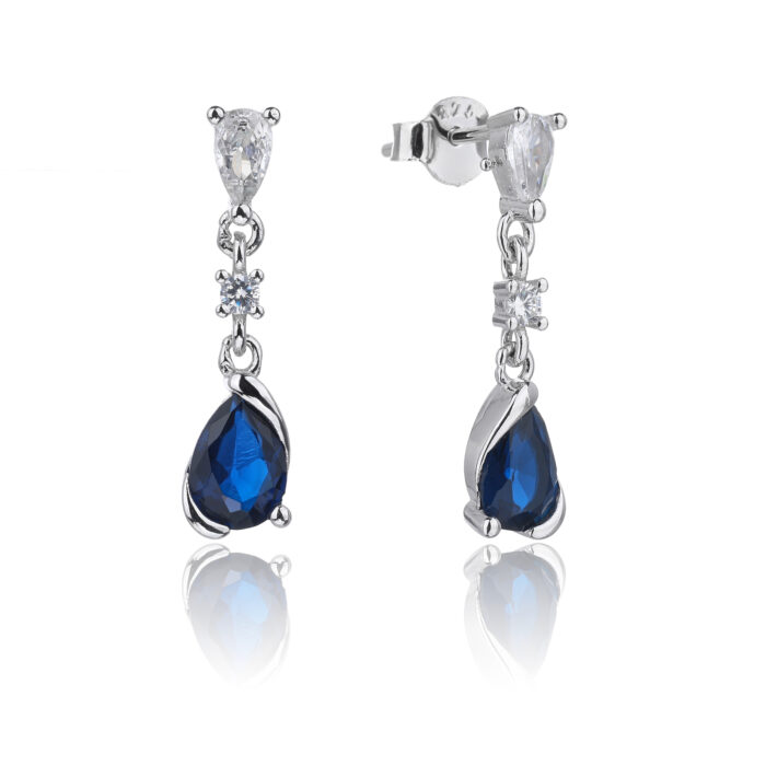 Kolczyki srebrne wiszące z cyrkoniami - obrazek 2