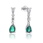 Kolczyki srebrne wiszące cyrkonie szmaragdowe - obrazek 2