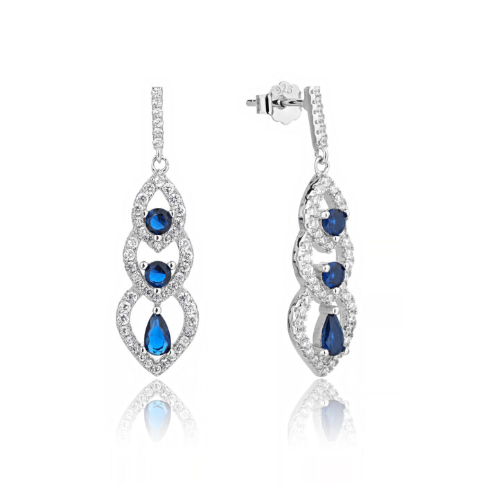 Kolczyki srebrne wiszące z cyrkoniami - obrazek 2