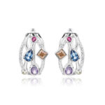 Kolczyki srebrne kolorowe cyrkonie