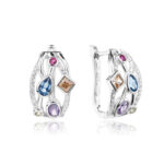 Kolczyki srebrne kolorowe cyrkonie - obrazek 2