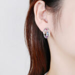 Kolczyki srebrne kolorowe cyrkonie - obrazek 3