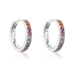 Kolczyki srebrne kółeczka kolorowe cyrkonie