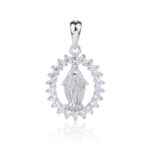 Zawieszka srebrna cudowny medalik z cyrkoniami