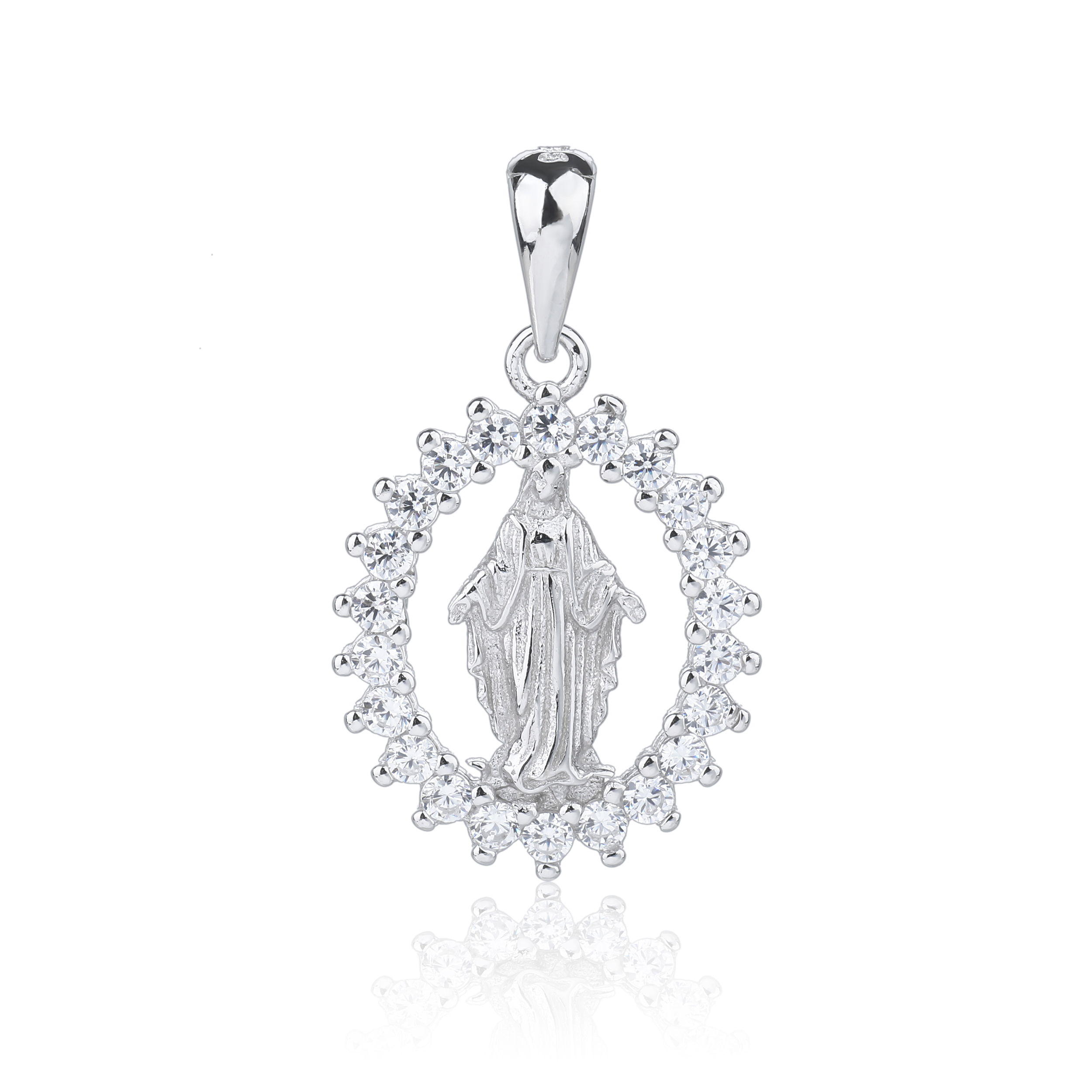 10025025_01 Zawieszka srebrna cudowny medalik z cyrkoniami - obrazek 1
