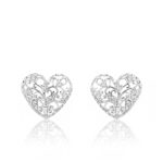Kolczyki srebrne serduszka ażurowe z cyrkoniami