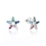 Kolczyki srebrne gwiazdki kolorowe cyrkonie - obrazek 2