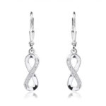 Kolczyki srebrne wiszące nieskończoność  z cyrkoniami