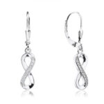 Kolczyki srebrne wiszące nieskończoność  z cyrkoniami - obrazek 2