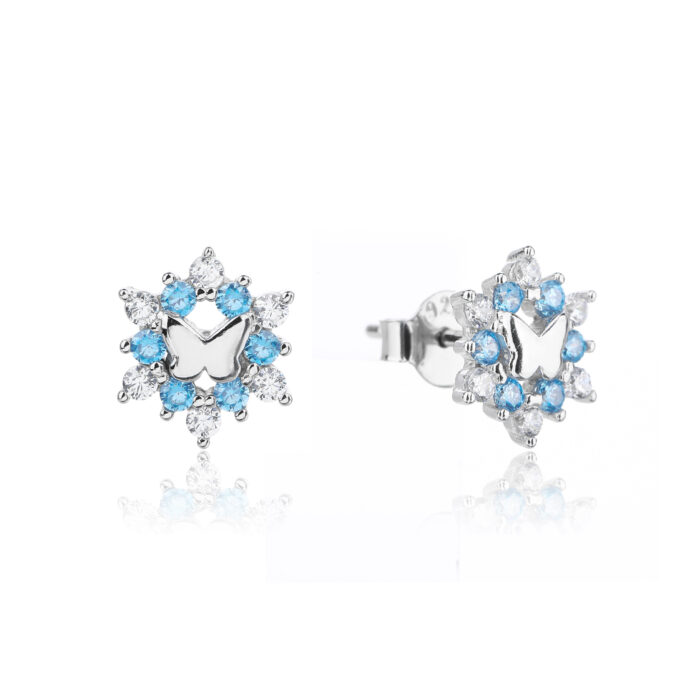 Kolczyki srebrne motylki z cyrkoniami AQUA - obrazek 2