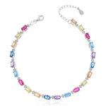 Bransoleta srebrna z kolorowymi cyrkoniami