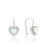 Kolczyki srebrne serduszka z opalem i cyrkoniami - obrazek 2