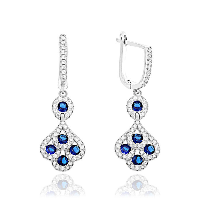 Kolczyki srebrne wiszące z cyrkoniami - obrazek 2