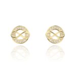 Kolczyki srebrne pozłacane infinity nieskończoność cyrkonie