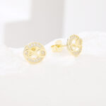 Kolczyki srebrne pozłacane infinity nieskończoność cyrkonie - obrazek 2