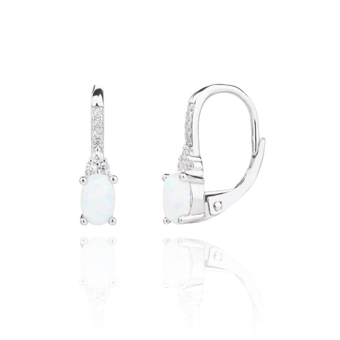 Kolczyki srebrne z opalem i cyrkoniami - obrazek 2