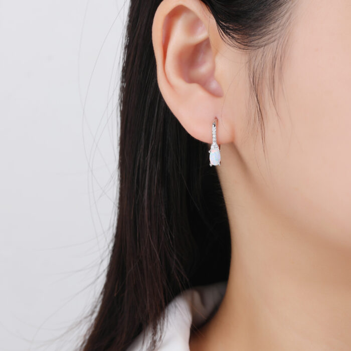 Kolczyki srebrne z opalem i cyrkoniami - obrazek 3