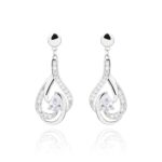 Kolczyki srebrne wiszące z cyrkoniami