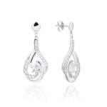 Kolczyki srebrne wiszące z cyrkoniami - obrazek 2