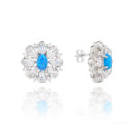 Kolczyki srebrne duże opal i cyrkonie - obrazek 2