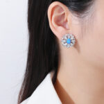 Kolczyki srebrne duże opal i cyrkonie - obrazek 3