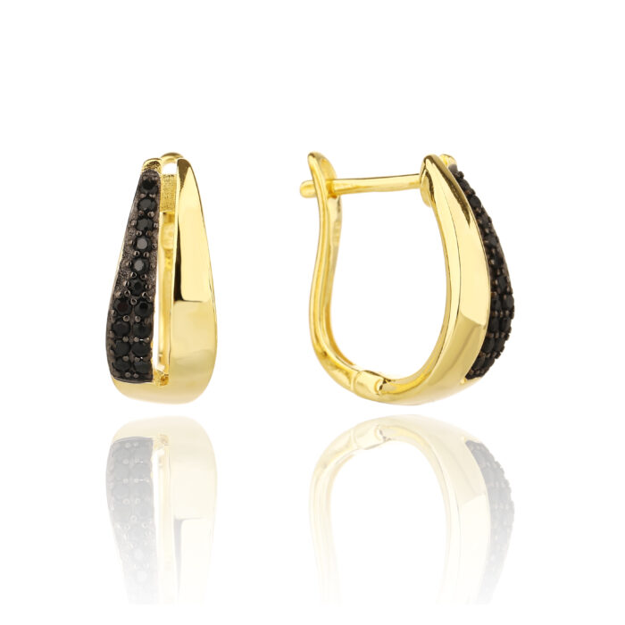 Kolczyki srebrne pozłacane z cyrkoniami - obrazek 2