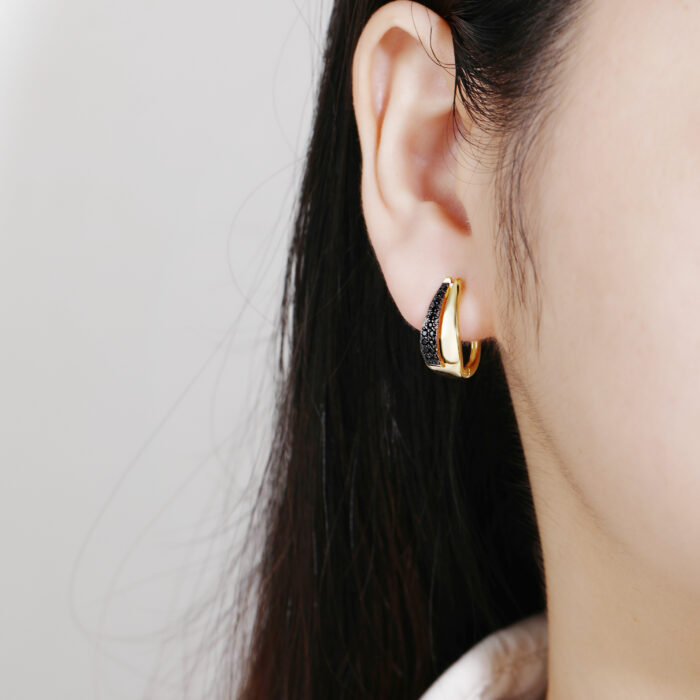 Kolczyki srebrne pozłacane z cyrkoniami - obrazek 3