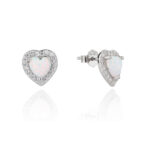 Kolczyki srebrne serduszka z opalem i cyrkoniami - obrazek 2